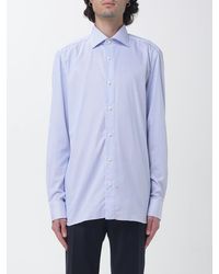 Luigi Borrelli Napoli - Luciano Long-Sleeve Striped Cotton Shirt With French Collar - Lyst
