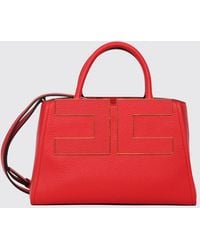 Elisabetta Franchi - Flared Tote Bag With Metal Logo And Inner Pouch - Lyst