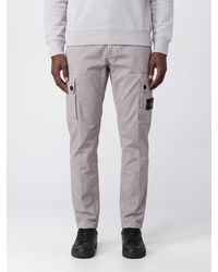 Stone Island - Stretch Organic Cotton Cargo Trousers With Compass Logo - Lyst