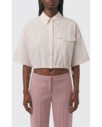 Patrizia Pepe - Viscose Blend Cropped Shirt - Lyst
