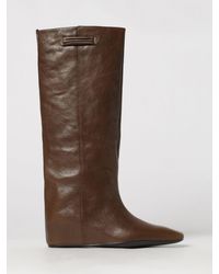 Paloma Barceló - Judith Nappa Leather Knee-High Boots With Square Toe And Wedge - Lyst