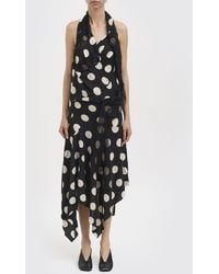 Junya Watanabe - Asymmetrical Polka-Dot Crêpe Midi Dress With Lace Inserts - Lyst
