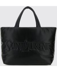 Saint Laurent - Nappa Leather Tote Bag With Embossed Logo And Double Handle - Lyst