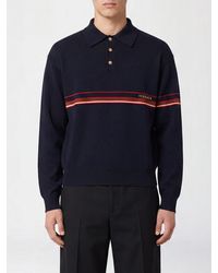 Versace - Long-Sleeved Knitted Cotton Polo Shirt With Contrast Logo - Lyst
