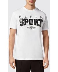 Philipp Plein - Slim Fit Cotton T-Shirt With Contrast Printed Logo - Lyst