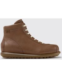 Camper - Pelotas Lace-Up Leather Ankle Boots With Side Zip - Lyst