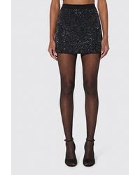 Elisabetta Franchi - High-Waisted Slim Fit Mini Pencil Skirt With Sequin Embroidery - Lyst