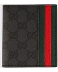 Gucci - Bifold-Geldbörse Aus Gg Supreme-Stoff Mit Web-Detail Und Lederinnenseite - Lyst