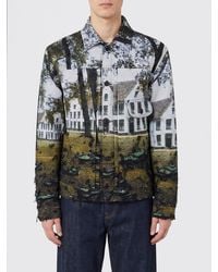 Junya Watanabe - Graphic Print Cotton Blend Shirt Jacket With Flap Pockets - Lyst