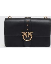 Pinko - Love One Classic Smooth Leather Crossbody Bag With Studs And Logo - Lyst