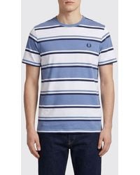 Fred Perry - Striped Cotton T-Shirt With Logo - Lyst