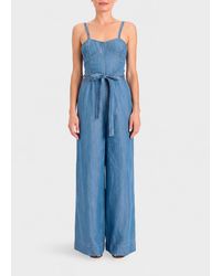 Twinset - Wide-Leg Lyocell Jumpsuit With Square Neckline - Lyst