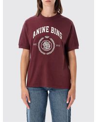 Anine Bing - Printed Logo Cotton T-Shirt With Crew Neck - Lyst
