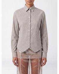 Maison Margiela - Check Cotton French Collar Long-Sleeved Shirt - Lyst