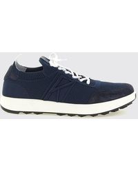 Kiton - Cotton Knit And Suede Sneakers With Embroidered Monogram - Lyst