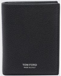 Tom Ford - T-Line Grained Calf Leather Bifold Card Holder With Laminated Logo - Lyst