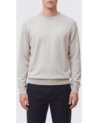 Altea - Cotton And Cashmere Crew-Neck Jumper With Ribbed Trims - Lyst