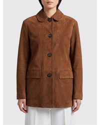 Tagliatore - Short Suede Lambskin Jacket With Peter Pan Collar - Lyst