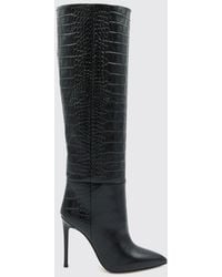 Paris Texas - Knee-High Croc-Embossed Leather Boots With Stiletto Heel - Lyst