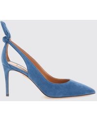 Aquazzura - Bow Tie Suede Pumps With Stiletto Heel And Knot Detail - Lyst