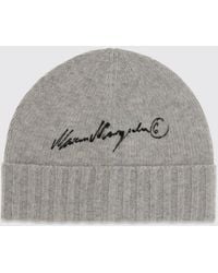 MM6 by Maison Margiela - Ribbed Wool Beanie With Cuff And Printed Logo - Lyst