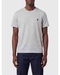 Ami Paris - Crewneck Cotton T-Shirt With Embroidered Ami De Coeur Logo And Dropped Shoulders - Lyst