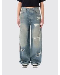 Amiri - Distressed Denim Wide-Leg Jeans - Lyst