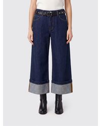 Pinko - Cropped Wide-Leg Jeans With Cuffed Hem - Lyst