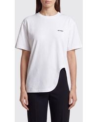 The Attico - Contrast Logo Cotton T-Shirt With Asymmetrical Hem - Lyst