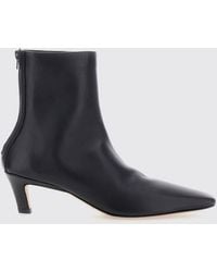 TOTEME - Pointed-Toe Nappa Leather Ankle Boots With Mid Heel And Rear Zip - Lyst