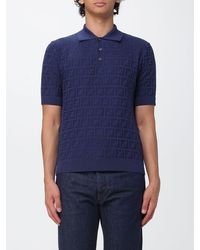 Fendi - Slim Fit Poloshirt Aus Baumwollstrick Mit Ff-Monogramm - Lyst