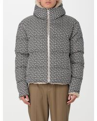 Balmain - Down Jacket In Synthetic Shearling With All-over Monogram - Lyst