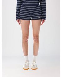 Sporty & Rich - Sporty &Amp Rich Striped Cotton Culotte Shorts With Slim Fit And Embroidered Logo - Lyst