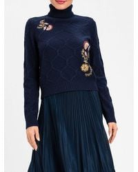 Twinset - Jersey De Cuello Alto Relaxed Fit De Lana Con Bordados - Lyst