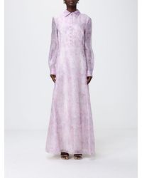 Alberta Ferretti - Silk Chemisier Dress With Floral Print - Lyst