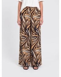 Twinset - Printed Viscose Blend Wide Trousers - Lyst