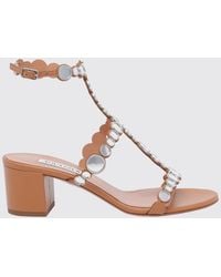 Aquazzura - Nappa Leather Sandal With Flat Studs - Lyst
