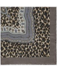 Etro - Animal Print Wool, Cashmere And Silk Blend Scarf With Fringes - Lyst