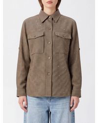 P.A.R.O.S.H. - P.A.R.O.S.H. Houndstooth Shirt Jacket With Rhinestone Embellishments - Lyst