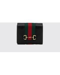 Gucci - Horsebit Web Trifold Calfskin Wallet With Web Detail - Lyst