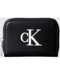 Calvin Klein - Faux Leather Zip-Around Wallet With Contrast Logo And Compartments - Lyst