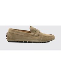 Emporio Armani - Suede Calfskin Driver Loafers With Embossed Logo - Lyst