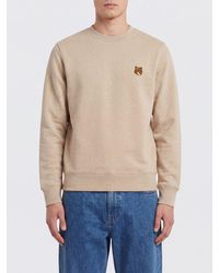 Maison Kitsuné - Maison Kitsun&Eacute Cotton Crewneck Sweatshirt With Applied Logo On The Chest - Lyst