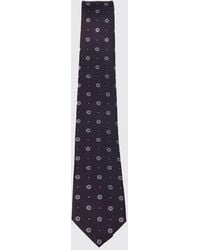 Saint Laurent - Pure Silk Tie With Contrasting Floral Embroidery - Lyst