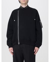 Sacai - Cotton Blend Crewneck Jumper With Side Zips - Lyst