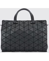 Issey Miyake - Leather Handbag With Geometric Design And Double Handle - Lyst