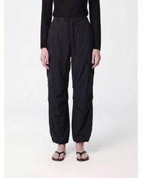 DUNST - High-Waisted Wide-Leg Cotton-Blend Cargo Trousers With Drawstring - Lyst