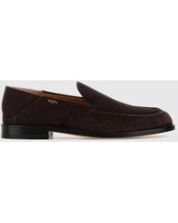 Tod's - Suede Calfskin Penny Loafers With Metallic Logo - Lyst