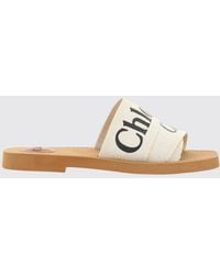 Chloé - Woody Pantoletten Aus Canvas Mit Logoprint - Lyst