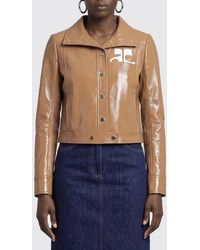 Courreges - Courr&Egrave	Ges Cropped Slim Fit College-Style Leather-Effect Jacket With Contrast Logo - Lyst